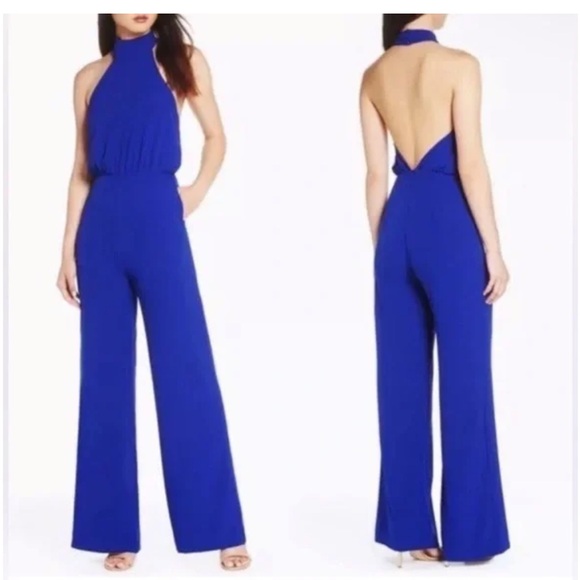 Lulus Pants - Lulus royal blue halter open back jumpsuit